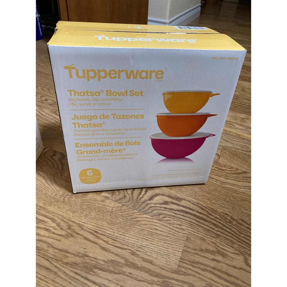 Tupperware 6‑Piece Thatsa Bowl Set of 3: 12.5-cup, 19-cup, 33-cup, Sealed in Box